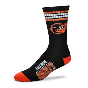 NWT For Bare Feet Men’s Baltimore Orioles Deuce Striped Crew Socks